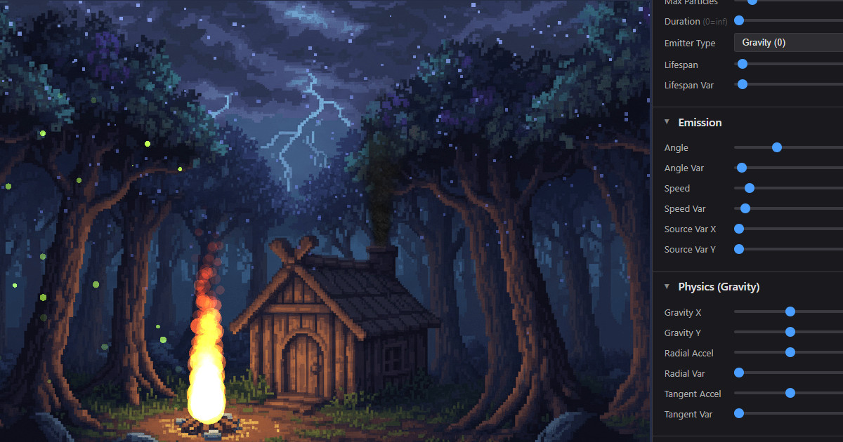 Screenshot of Solar2D Particle Editor