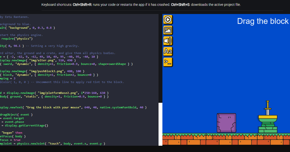 Screenshot of Solar2D Playground